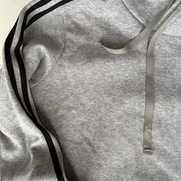 Adidas Men’s Hooded Sweatshirt Gray/Black Size Small - Picture 3 of 7